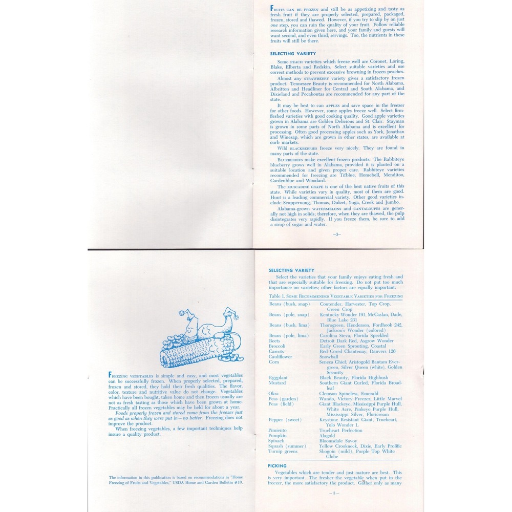 Vtg Alabama Extension Service Frozen Fruits & Vegetables Booklets Auburn Univ - Picture 3 of 3